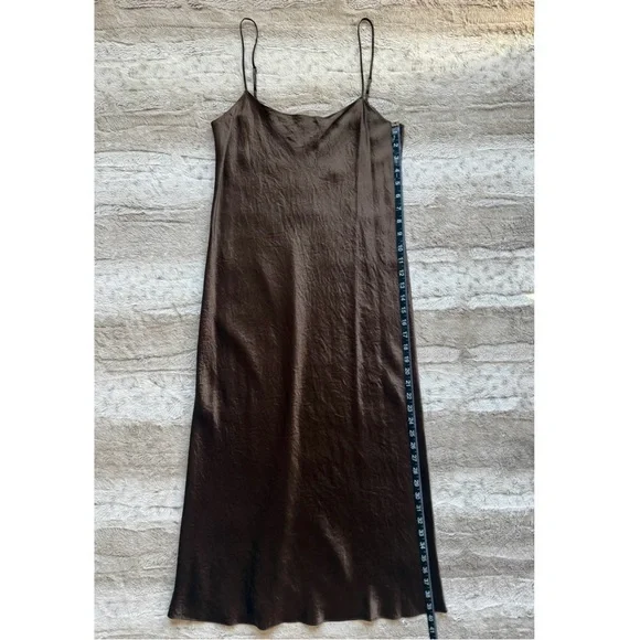 VINCE Satin Slip Dress in Nutwood Size S - Picture 9 of 16